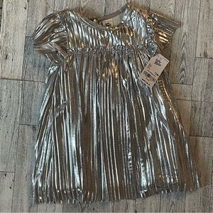 NEW Silver-Mirror-Chrome Baby Girl Dress 12 Months- OshKosh -Formal Girl Dress